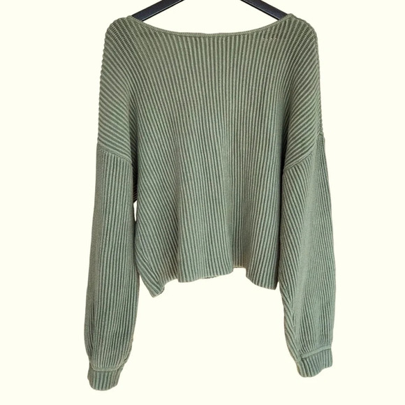 Lunya Cozy Cotton Silk Rib Sweater Reversible Hunter Green Medium Fall Classic - Picture 6 of 10